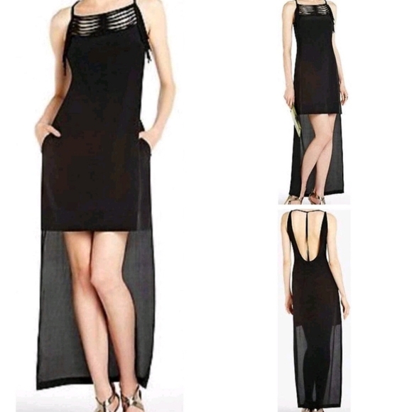 Bcbg Maxazria Tamsyn Black Silk Hi Low Dress - Picture 1 of 15